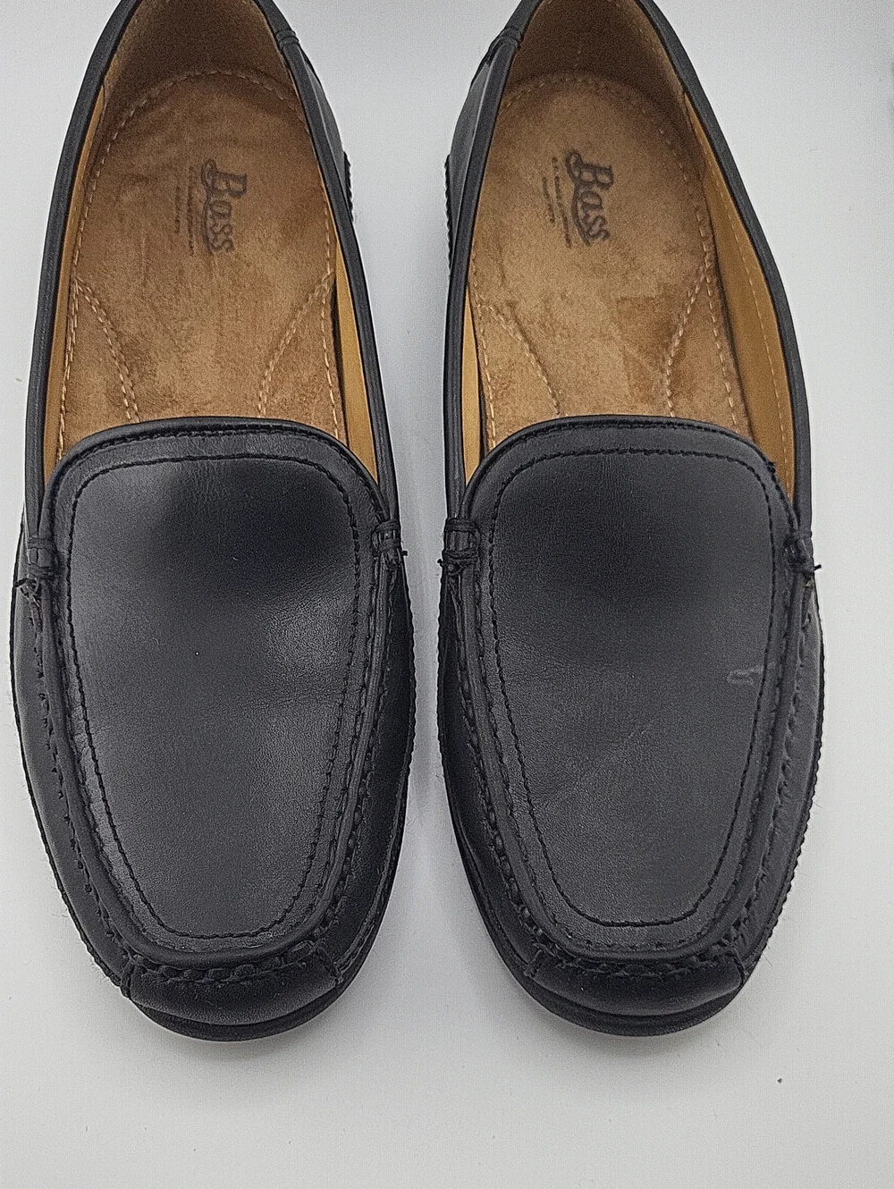 Bass Black Leather Slip-On Moccasin Loafers Men 10 1/2 M